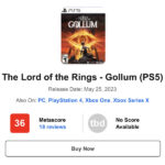 PS5 『LotR ゴラム』メタスコア脅威の36