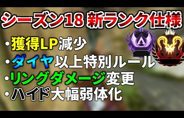 【シーズン18】新ランクシステム発表！ ハイド超弱体化, ダイヤ以上に特別ルール, リングダメージ変更！ | Apex Legends