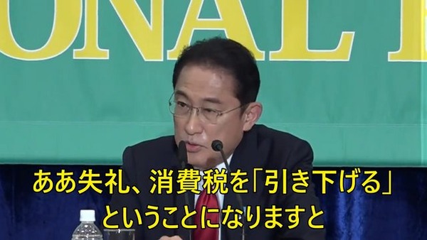 岸田文雄「消費税を引き下げると買い控えが起こる恐れがある」