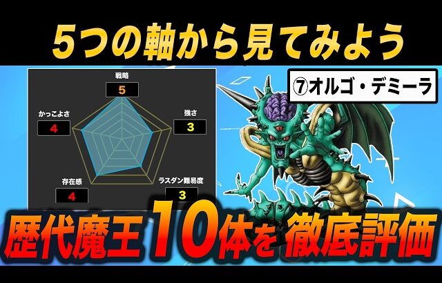 【最も有能な魔王は!?】戦略、強さ、存在感…　歴代ドラクエ魔王10体を、5つの軸から徹底的に評価してみた!!