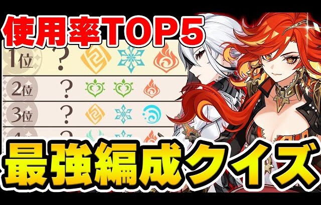 【原神】特定キャラの『螺旋パーティー使用率TOP5』の元素だけでどのキャラか分かる？【Genshin Impact】