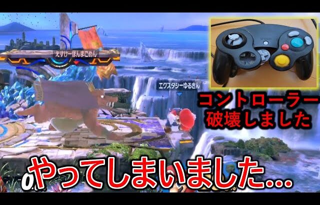 共演NGの害悪マリオ実況者と偶然マッチしてしまった結果、貴重なGCコントローラーが破壊されました【弁償案件】