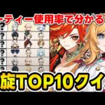 【原神】螺旋パーティー編成使用率top10を見てキャラを当てろ！【Genshin Impact】