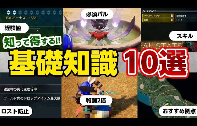 【パルワールド】序盤に知っておきたい基礎知識＆豆知識＆小ネタ10選！攻略に役立つ拠点や強い必須パル、効率的なレベル上げ方法、ワールド設定など絶対やっておきたい事まとめ【Palworld】